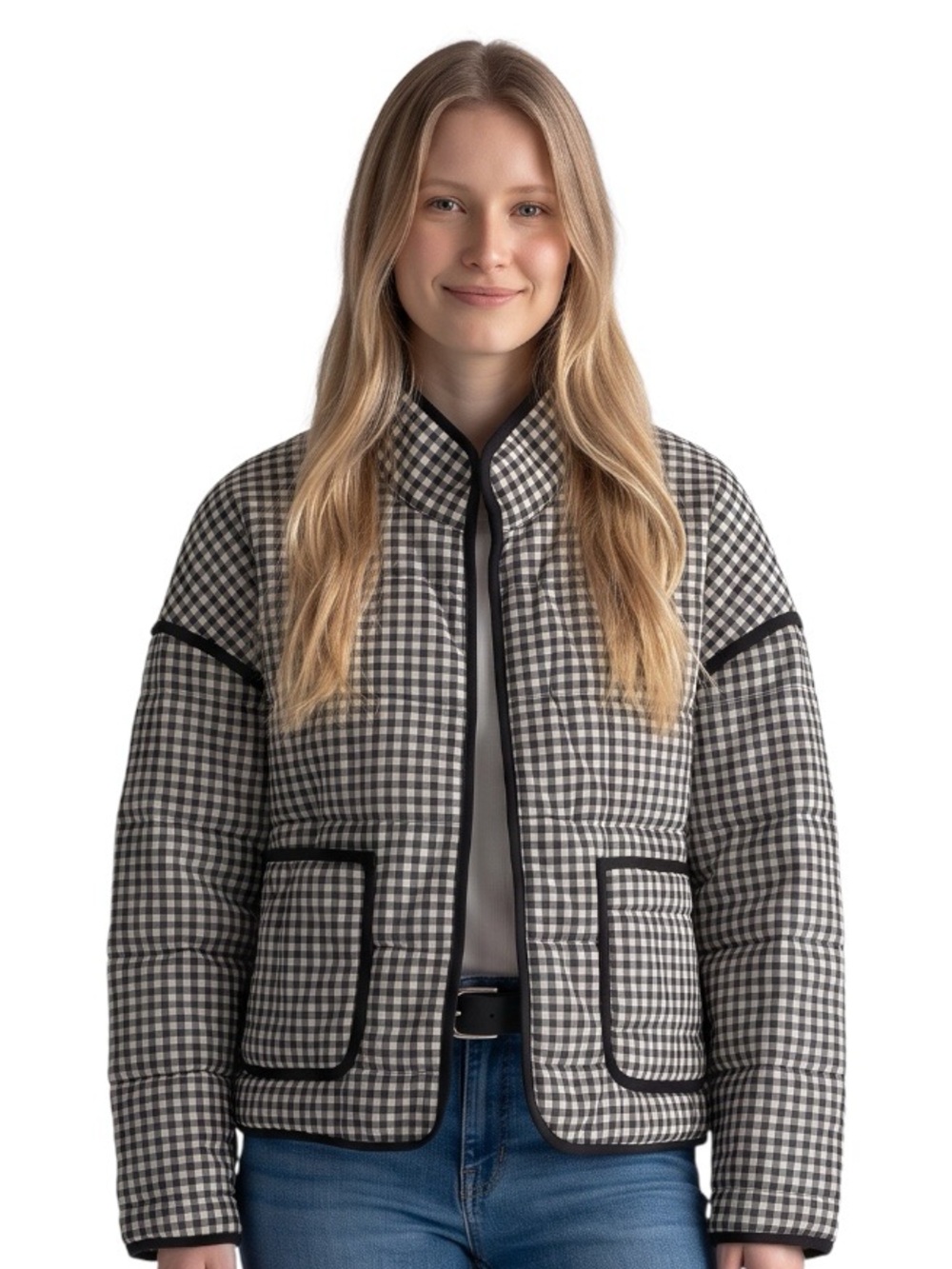Free People Chloe Gingham Print Jacket